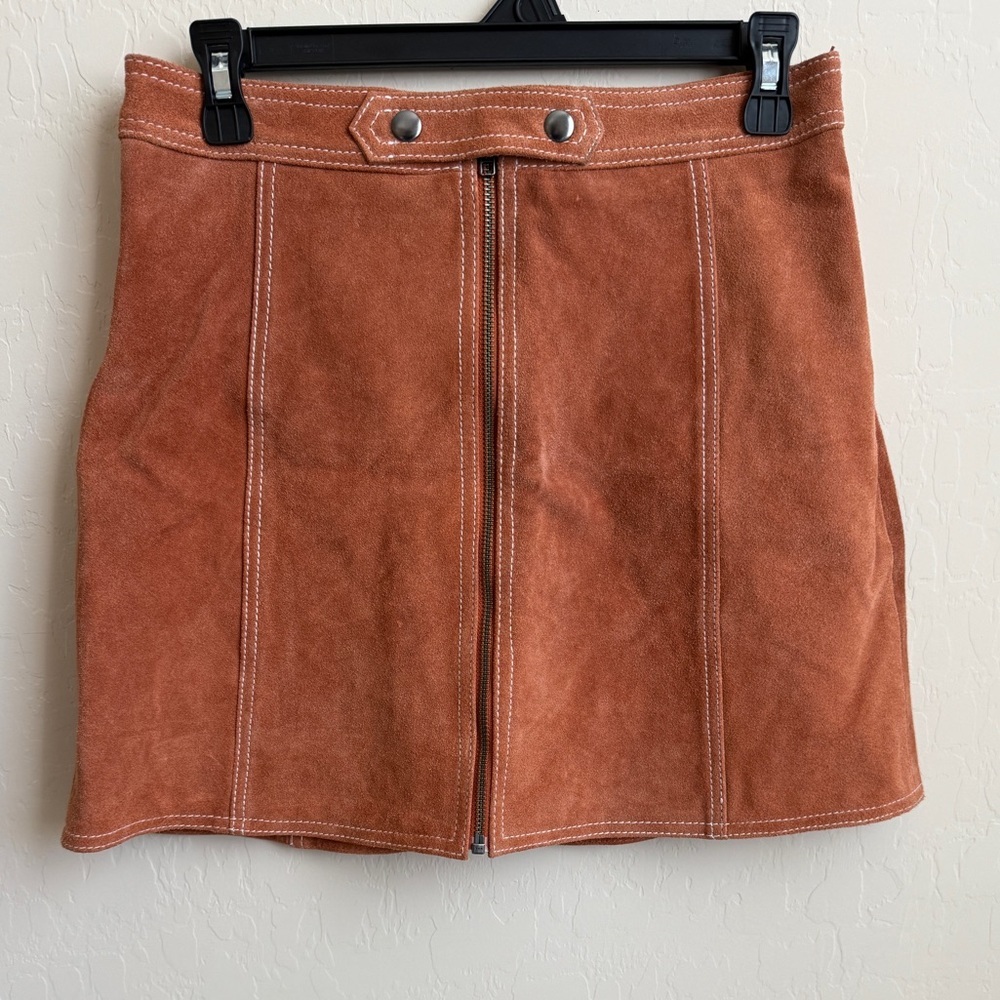 Topshop Rust Suede Mini Skirt